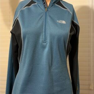 The North Face Teal and Black Half-Zip Pullover